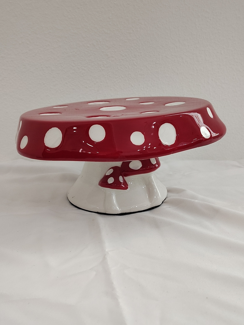 Seeds And Sunshine Red and White Polka Dot Ceramic Cake Stand